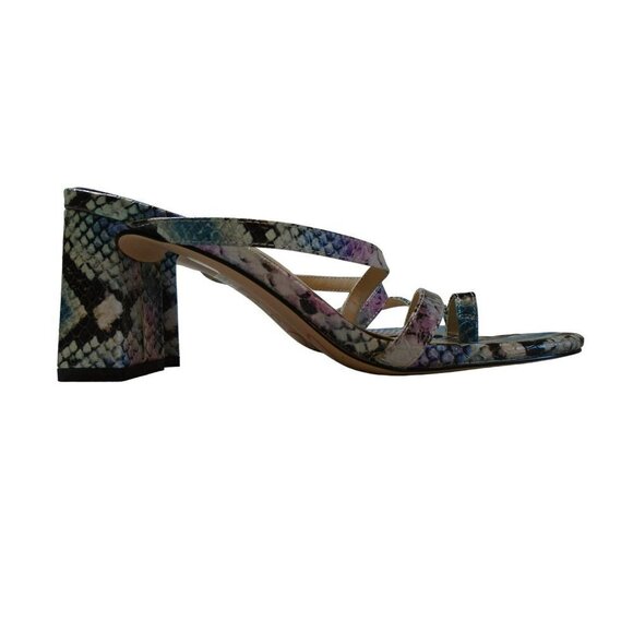 Jessica Simpson Willmena Purple Blue Faux Animal Print Sandal Block Heel - 6.5 - Picture 5 of 9